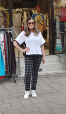 Kurzarm-Sommerpulli wei�/schwarz