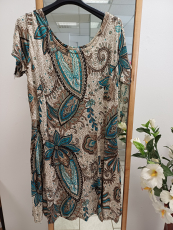 Kleid Kurzarm gr�n/beige