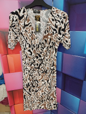 Kleid Kurzarm braun/schwarz/wei�