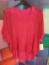 Netz-Doppel-Shirt pink