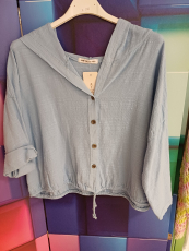 Kurzjacke Kapuze hellblau