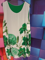Kleid ohne Arm wei�/gr�n Druck Blume