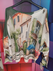 Strickpullover gr�n Motiv Italien