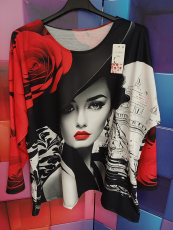 Bigsize-Shirt schwarz/rot Druck