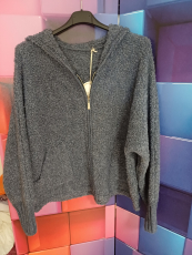 Kuscheljacke mit Kapuze graublau