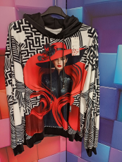 Hoody mit Kapuze rot/schwarz/wei� Druck Bild Hut