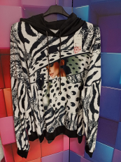 Hoody mit Kapuze schwarz/wei� Druck Bild Hut