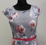 Kleid Gotta/Two Blue hellgrau mit Druck Blumen wei/ros
