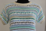 Be`lieve Kurzarm-Strickpulli blau/beige/wei