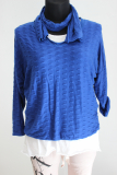 Doppelshirt Langarm mit Schal royalblau