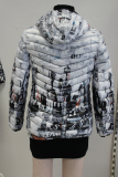 Dolcezza Steppjacke mit Kapuze wei�/schwarz Druck Stadt