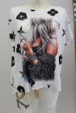 T-Shirt wei Druck Bild schwarz