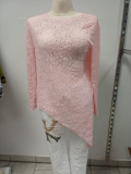 Spitzenshirt mit Zipfel rosa Muster