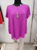 Kurzarm-Shirt/-Bluse Plisse� mit Kette violett