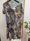 Kleid Kurzarm blau/beige