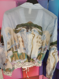leichte Jacke Farbe hellblau Druck H�user