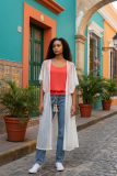 Longjacke d�nn Farbe wei�