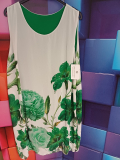 Kleid ohne Arm wei�/gr�n Druck Blume