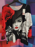 Bigsize-Shirt schwarz/rot Druck