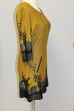 Kleid Druck Bume Farbe gelb