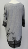 Kleid Druck Bume Farbe grau