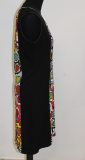 Dolcezza Kleid ohne Arm schwarz/wei Druck Kreise bunt