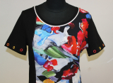 Dolcezza Kleid Kurzarm schwarz Druck Blumen