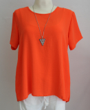 Bluse Kurzarm Farbe orange mit Kette