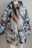 Dolcezza Wintermantel wei Druck pastell