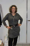 Kleid Langarm schwarz mit Kettengrtel
