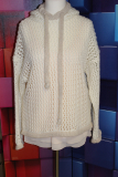 Believe Grobstrichpullover mit Kapuze wei/beige