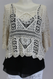 Hkel-Oberteil Moni Kurzarm beige Muster Blume