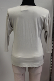 Langarmshirt beige Druck Blume