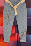 Jogpants Dressplaner blau mit Grtel Druck Glitzerschuh
