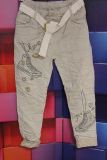 Jogpants Dressplaner beige mit Grtel Druck Glitzerschuh