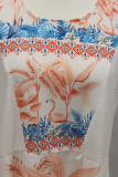 Baumwoll-Kleid ohne Arm wei Muster Flamingo