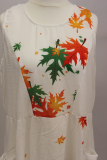 Baumwoll-Kleid ohne Arm wei Muster Bltter