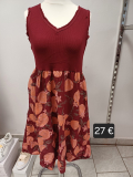 Kleid ohne Arm weinrot/orange