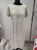 Kleid Kurzarm beige Druck Blume