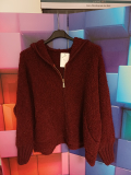 Kuscheljacke mit Kapuze weinrot