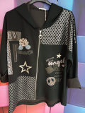 leichte Sweatjacke schwarz Druck Romantic