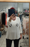 Langarmpullover wollwei Glitzerdruck Herzen