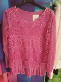 Spitzen-Oberteil mit Muster Farbe pink