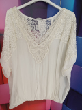 Kurzarm-Bluse Spitze creme