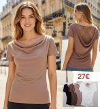 Shirt Wasserfallkragen hellbraun