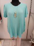 Kurzarm-Shirt/-Bluse Plisse� mit Kette mintgr�n