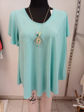 Kurzarm-Shirt/-Bluse  mit Kette mintgr�n