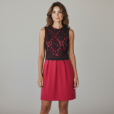 Dressplaner Kleid Spitze schwarz/weinrot