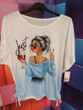 Kurzarm-Shirt Druck Bild Just hellblau