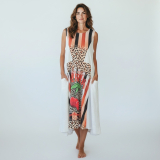 Baumwoll-Kleid Dressplaner wei� Muster Cherries